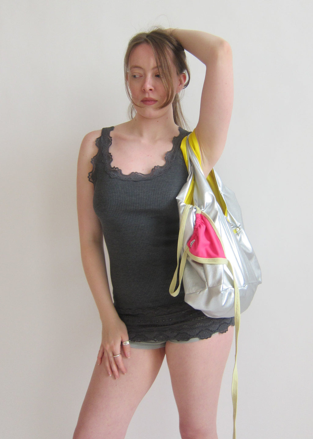 Reversible Beach Bag - Yellow/Silver