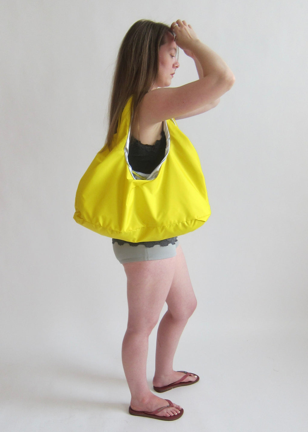 Reversible Beach Bag - Yellow/Silver